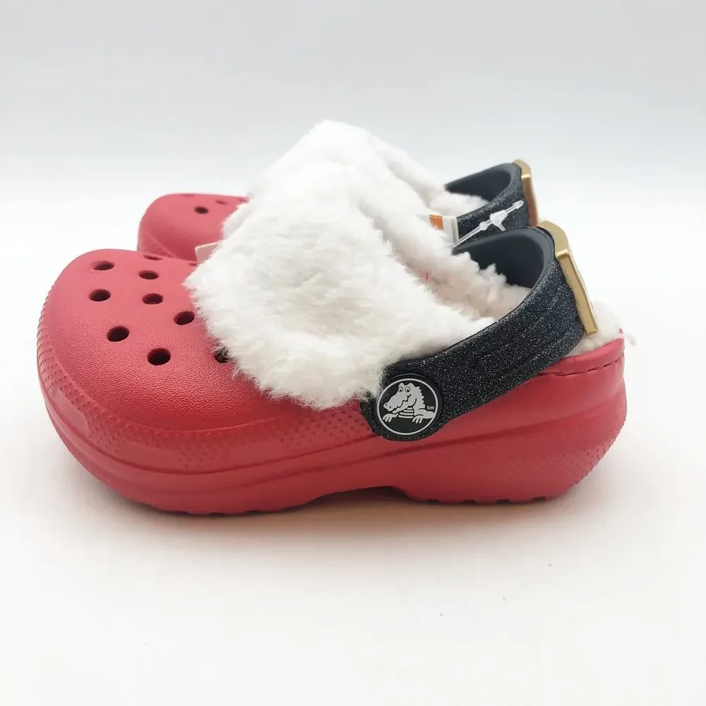 Crocs Little Kids Santa Classic Clogs Size C 8 Festive Red White Black NWT
